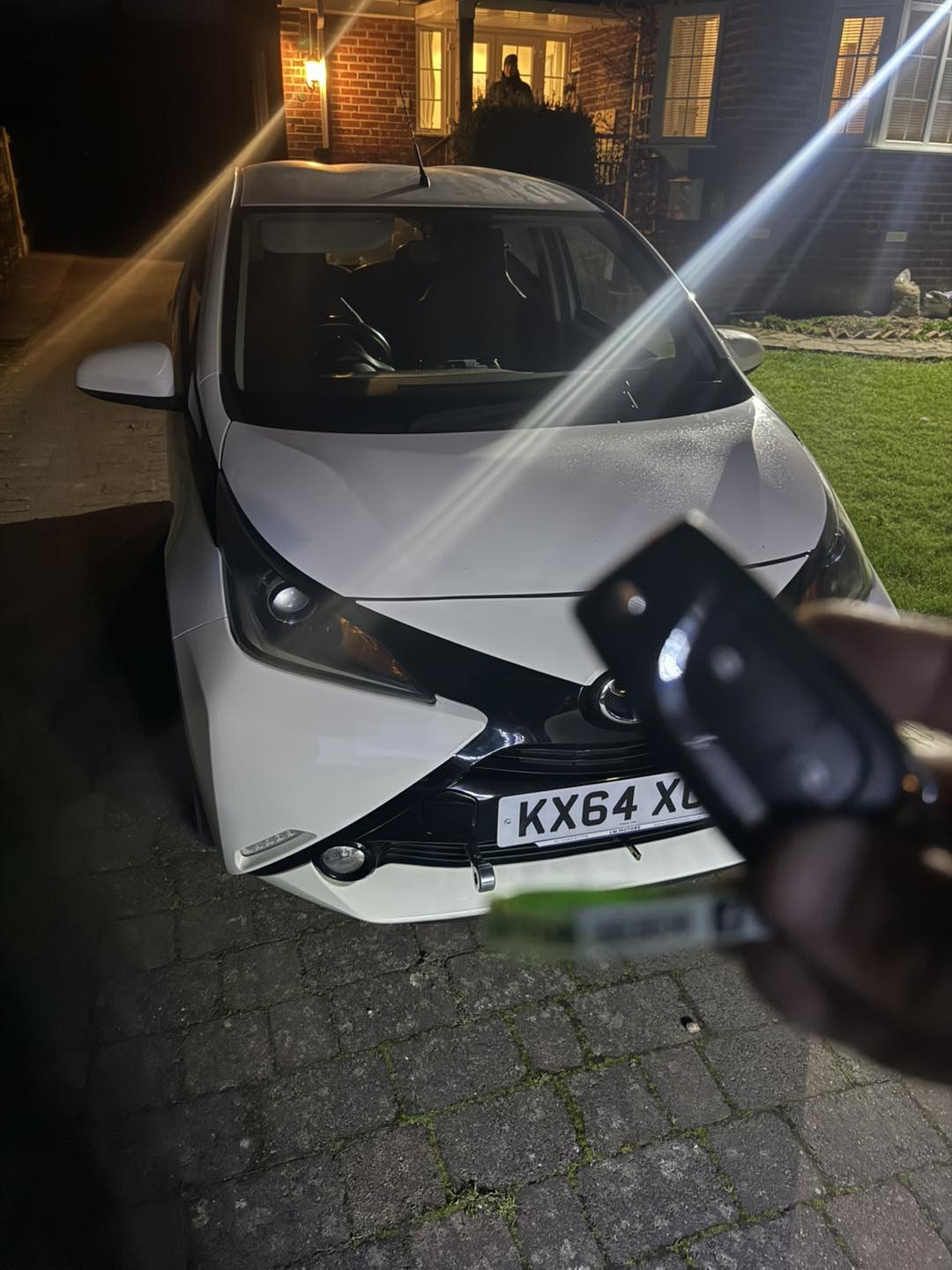 Toyota Aygo key replacement at night in Whitby